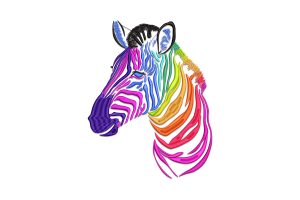 Rainbow Zebra Embroidery Design