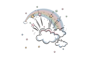 Rainbow and Stars Machine Embroidery Design