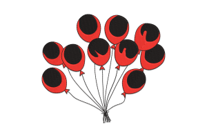 Red & Black Balloon Embroidery Design