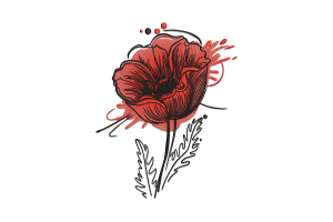 Red Poppy Flower Embroidery Design