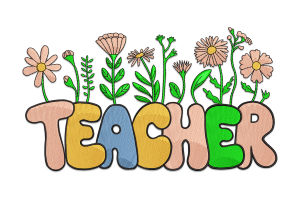 Retro Teacher Embroidery Design