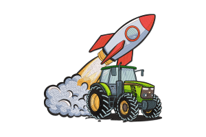 Rocket Tractor Embroidery Design