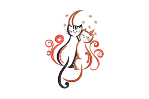 Romantic Cat Couple Embroidery Design