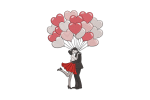 Romantic Couple Machine Embroidery Design