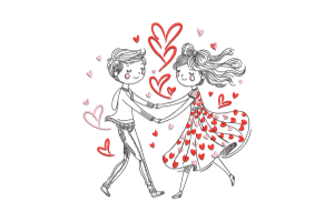 Romantic Dancing Couple Embroidery Design