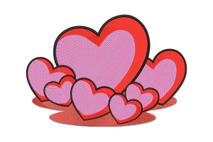 Romantic Heart Cluster Embroidery Design