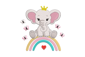 Royal Baby Elephant Embroidery Design