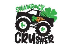 Shamrock Crusher Monster Truck Embroidery Design