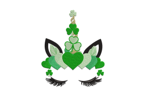Shamrock Unicorn Embroidery Design