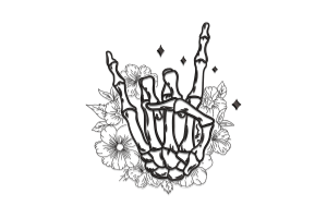 Skeleton Hand Floral Embroidery Design