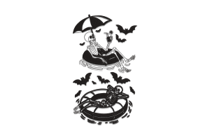 Skeleton Pool Party Embroidery Design