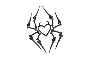 Skeleton Spider Heart Embroidery Design
