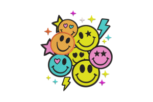 Smile Face Stickers Embroidery Design