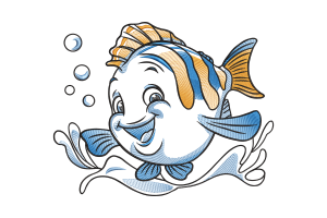 Smiling Fish Embroidery Design