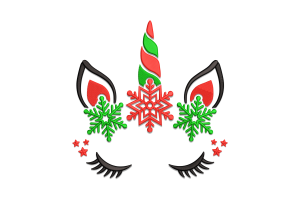 Snowflake Christmas Unicorn Embroidery Design