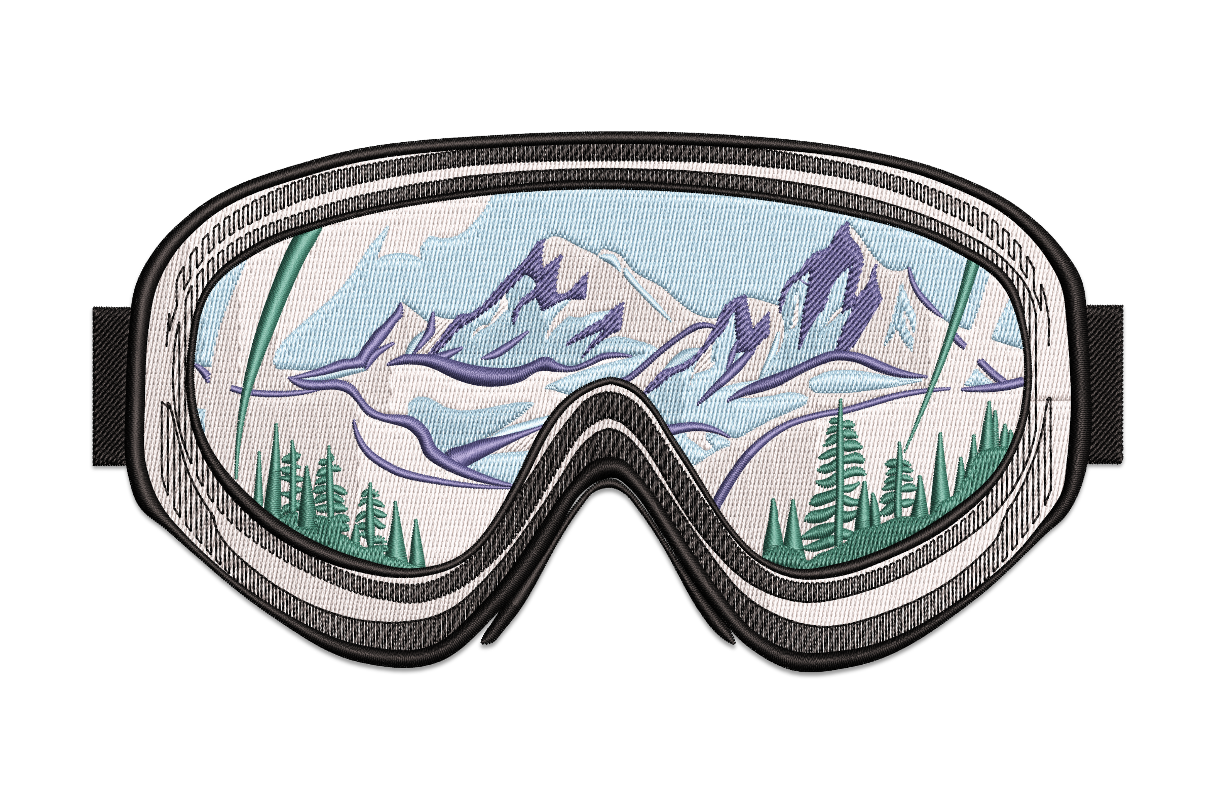 Snowy Mountain Ski Goggles Embroidery Design