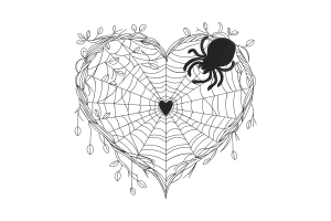 Spider Heart Web Halloween Embroidery Design