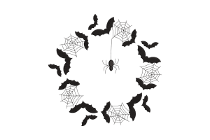 Spider and Bat Wreath Embroidery Design
