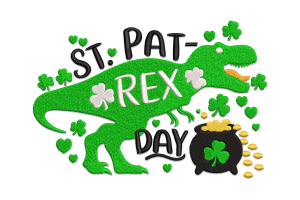 St. Pat-Rex Day Embroidery Design