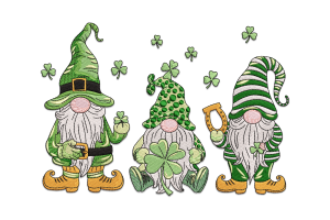 St. Patrick’s Day Gnome Trio Embroidery Design