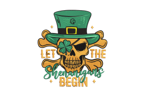 St. Patrick's Day Skull Embroidery Design