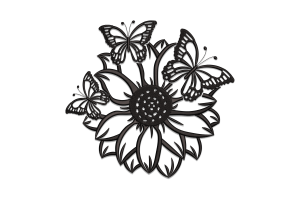 Sunflower and Butterflies Embroidery Design