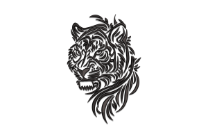 Tiger Silhouette Embroidery Design