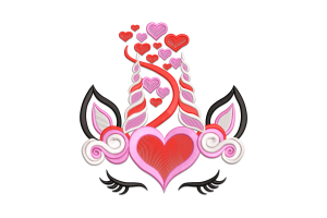 Unicorn Heart Embroidery Design File