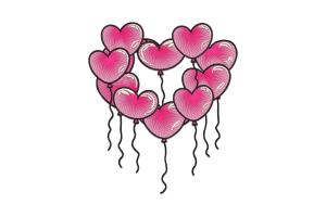 Valentine Balloon Hearts Embroidery Design