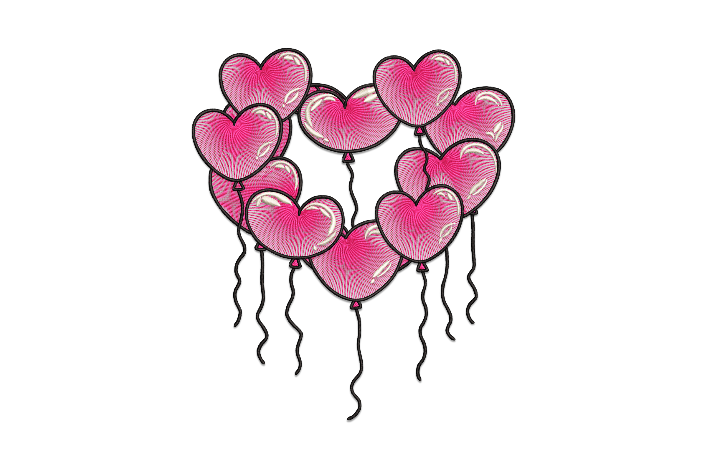 Valentine Balloon Hearts Embroidery Design