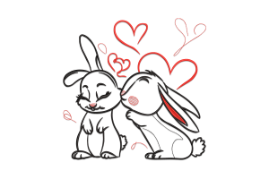 Valentine Bunny Couple Embroidery Design