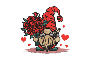 Valentine Gnome Embroidery Design