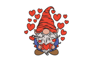 Valentine Gnome With Hearts Embroidery Design