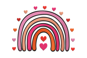 Valentine Heart Rainbow Embroidery Design