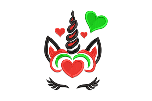 Valentine Lovely Unicorn Head Embroidery Design