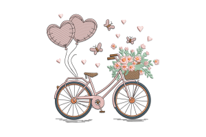 Valentine's Day Bike Embroidery Design