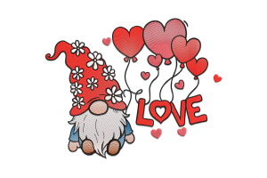 Valentine's Gnome Love Embroidery Design