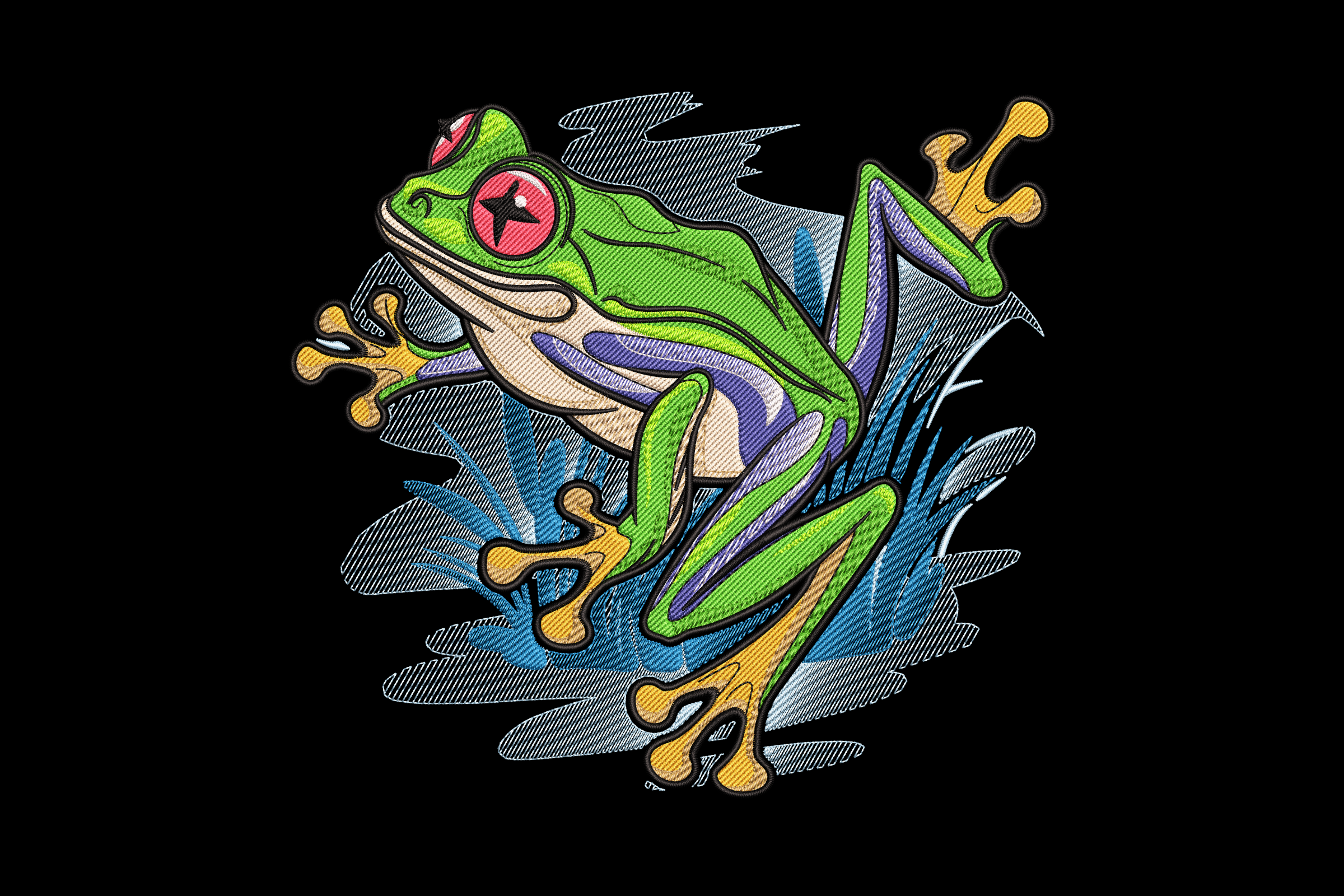Vibrant Frog Machine Embroidery Design