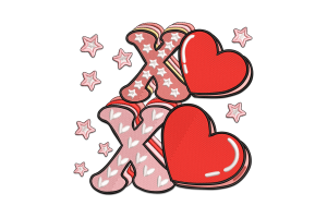 XOXO Hearts Embroidery Design