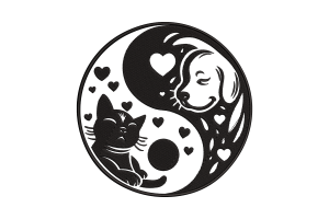 Yin Yang Cat & Dog Embroidery Design
